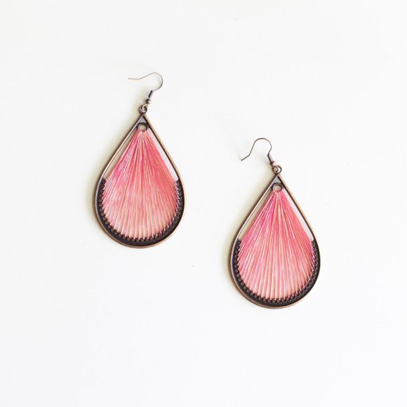Bohemian Threaded Teardrop Earrings - Picture 3 of 6